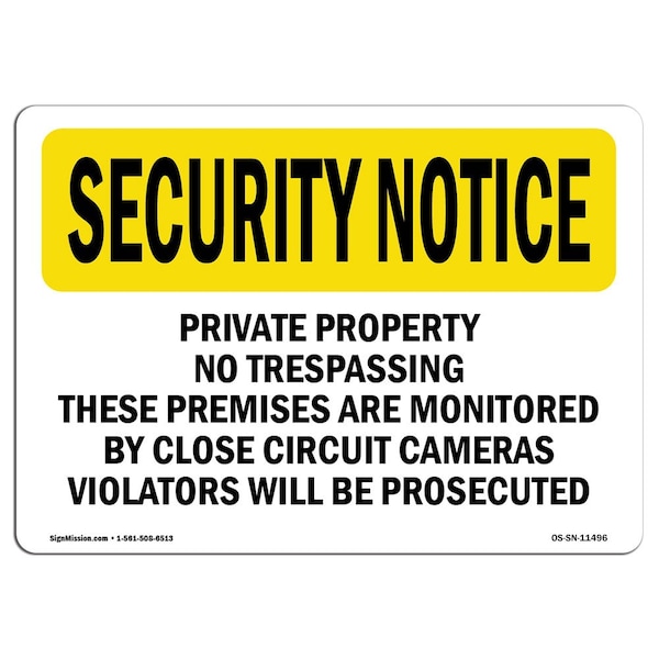 Sign, 3.5" H, 5" W, Private Property No Trespassing These Premises, Landscape, 10PK